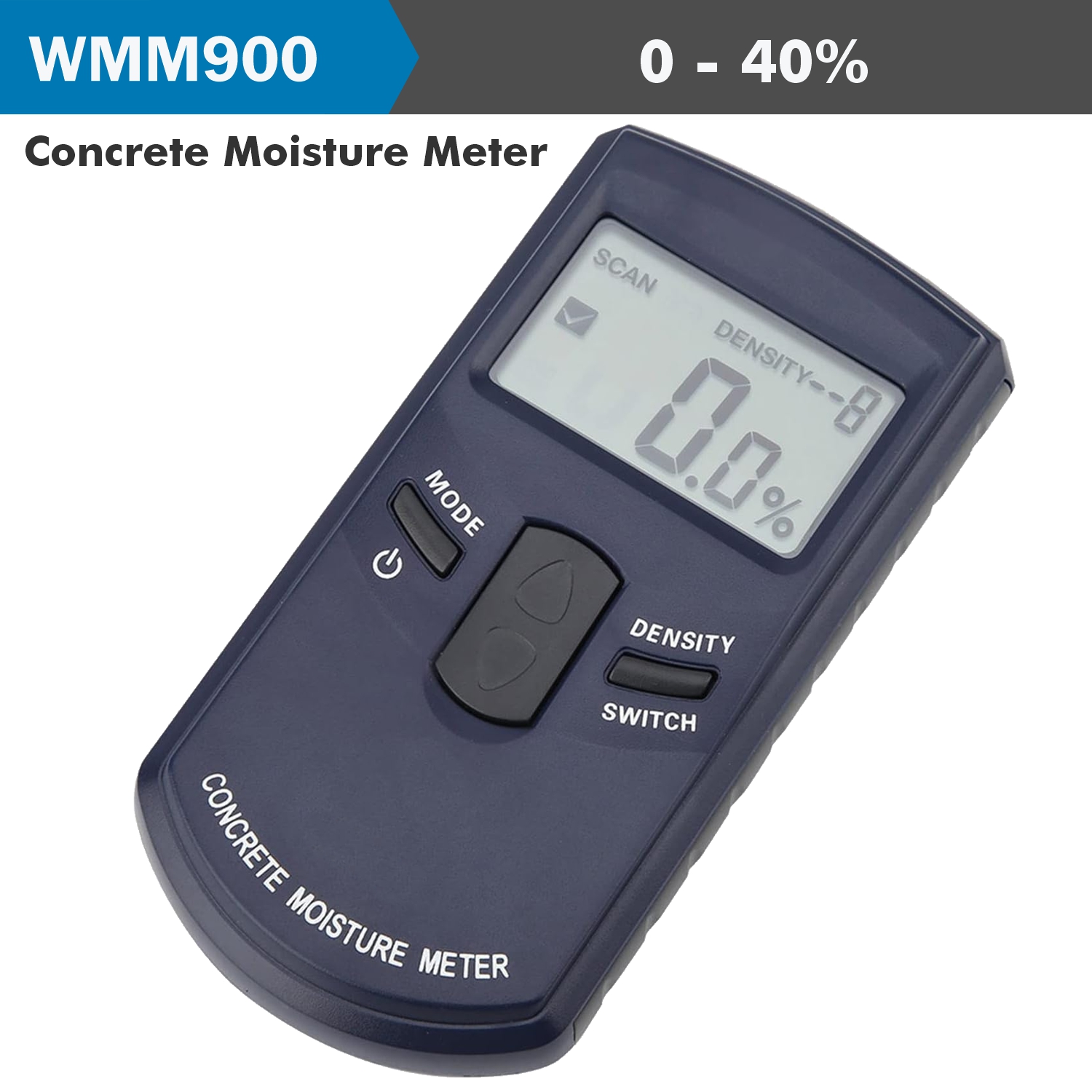 Concrete Moisture Tester 0-40% Range 2% Accur 0.5% Res