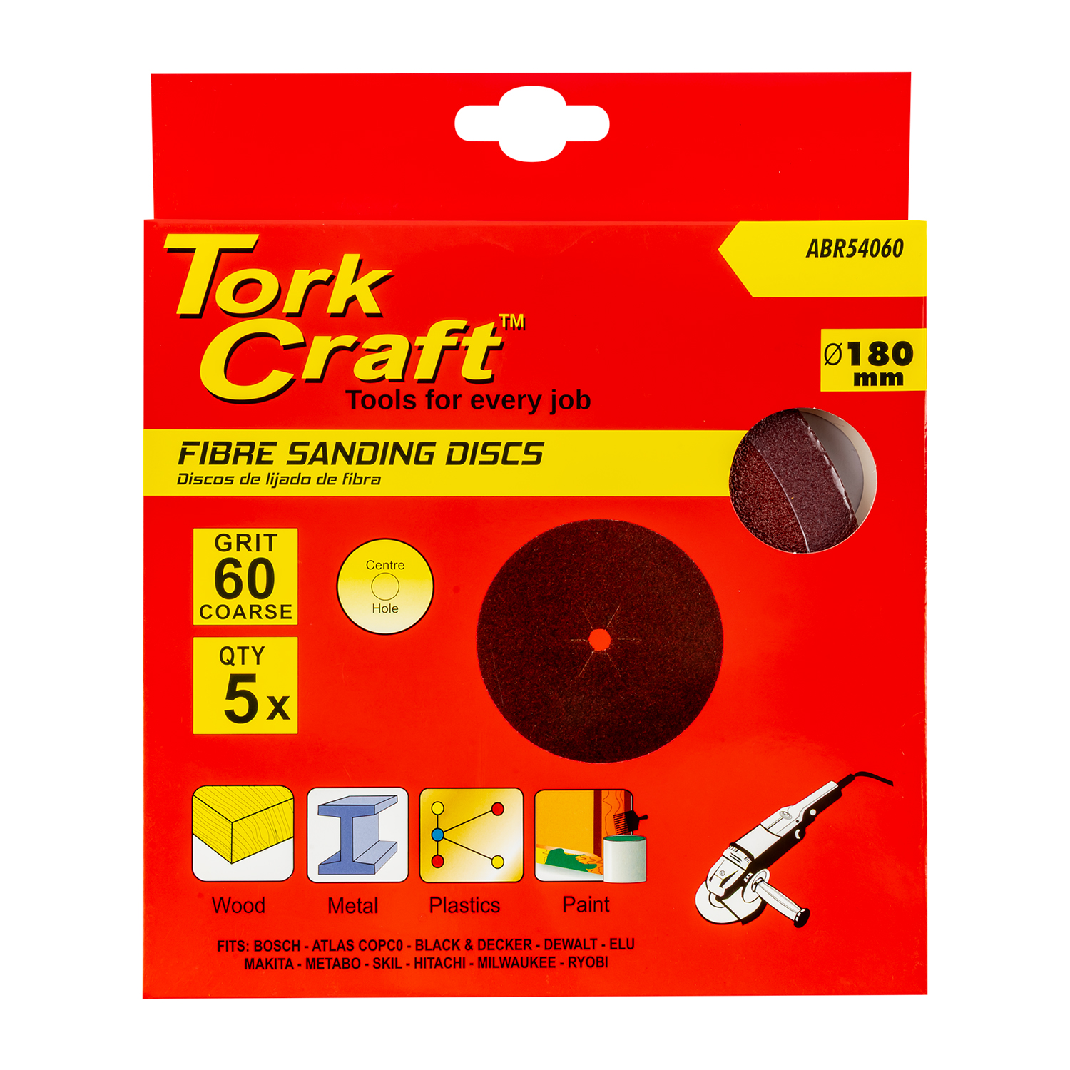 Fibre Disc 180mm 60 Grit 5/pack