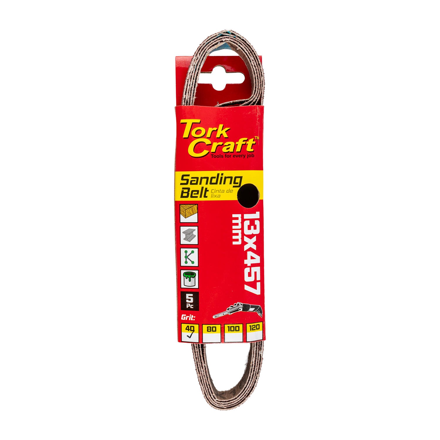 Powerfile Sanding Belt 13 X 457mm 40 Grit 5/pk