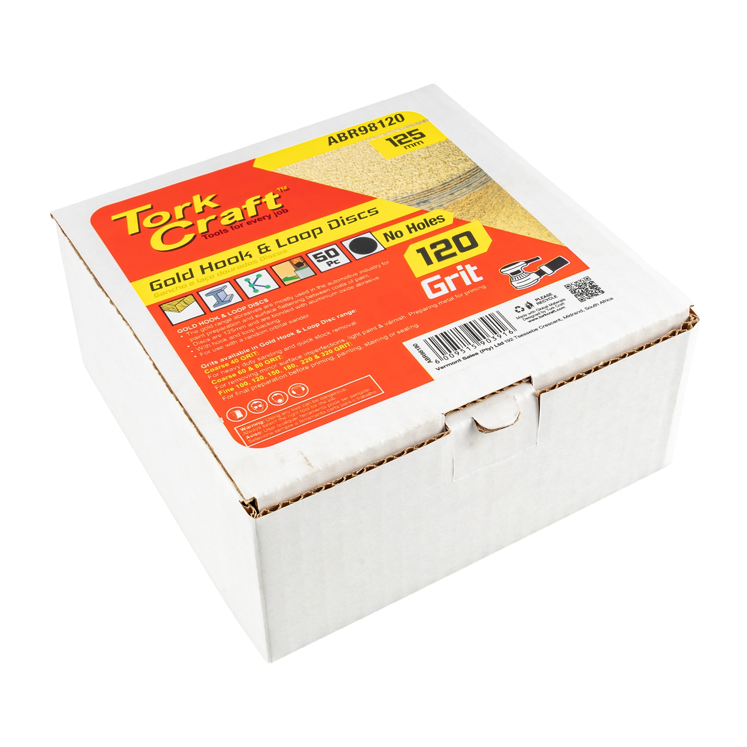 Gold Disc (50 Pieces) 120 Grit 125mm Without Hole Hook And Loop