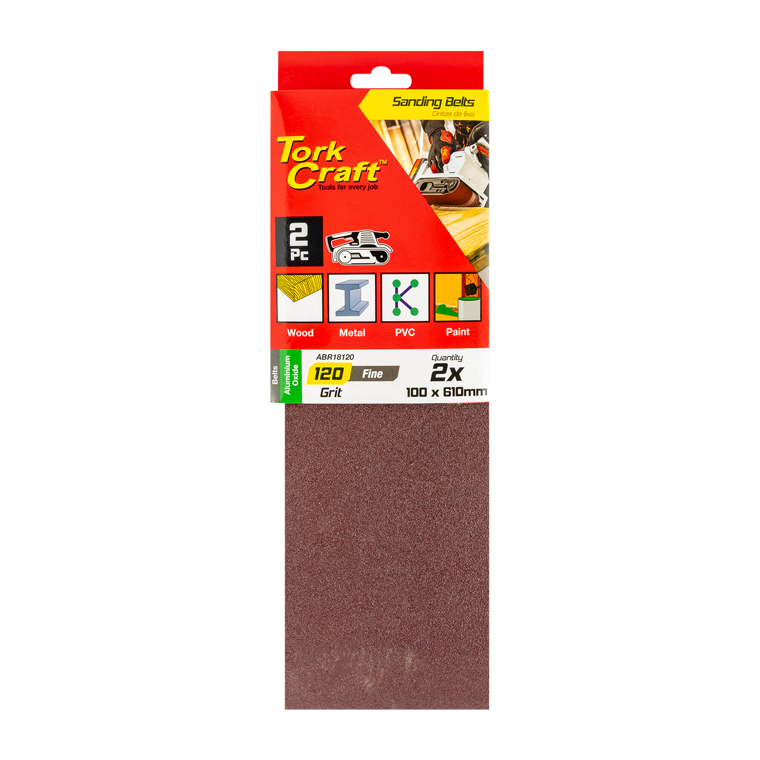 Sanding Belt 100 X 610mm 120grit 2/pack