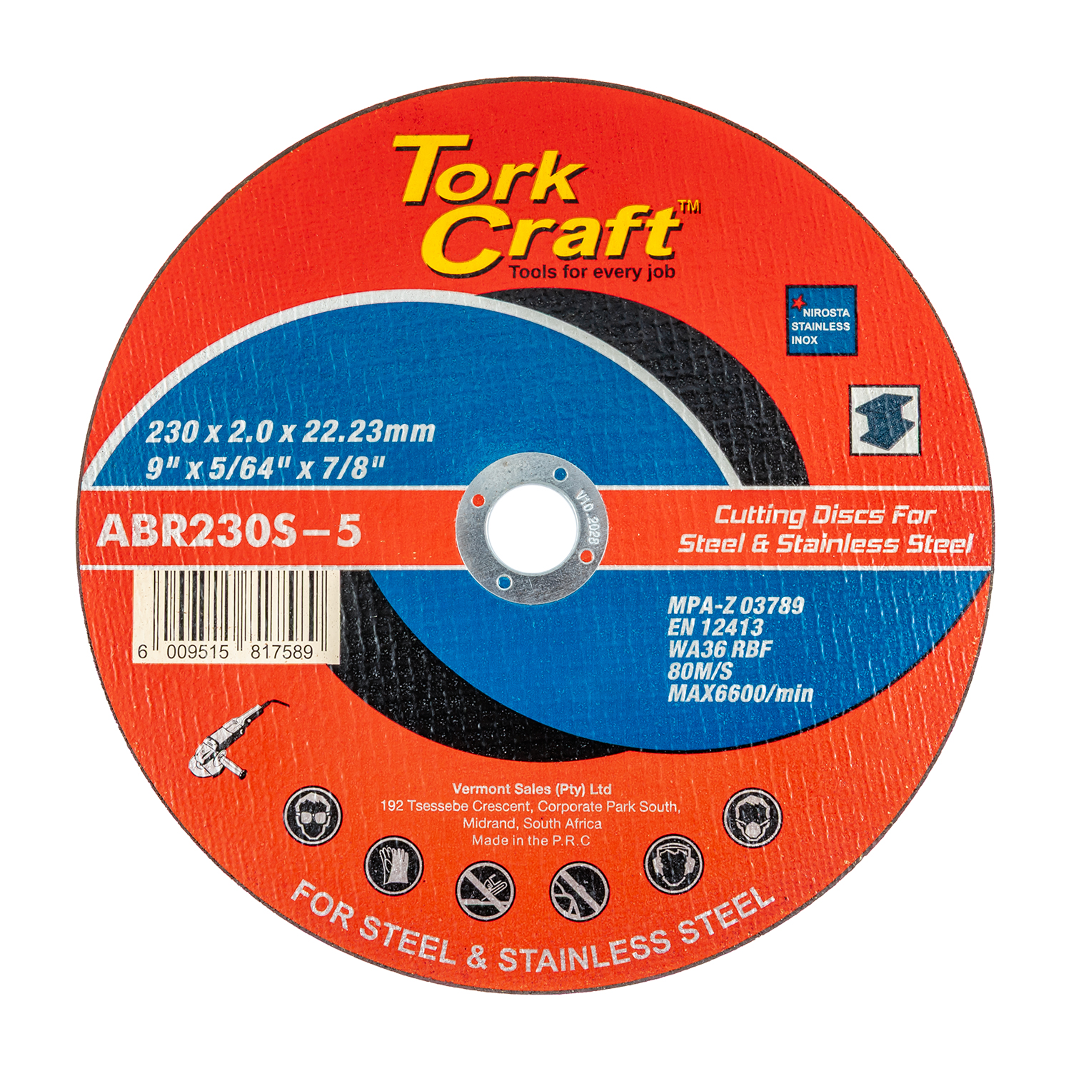 Cutting Disc For Steel And Stainless Steel 230 X 2.0 X 22.2mm