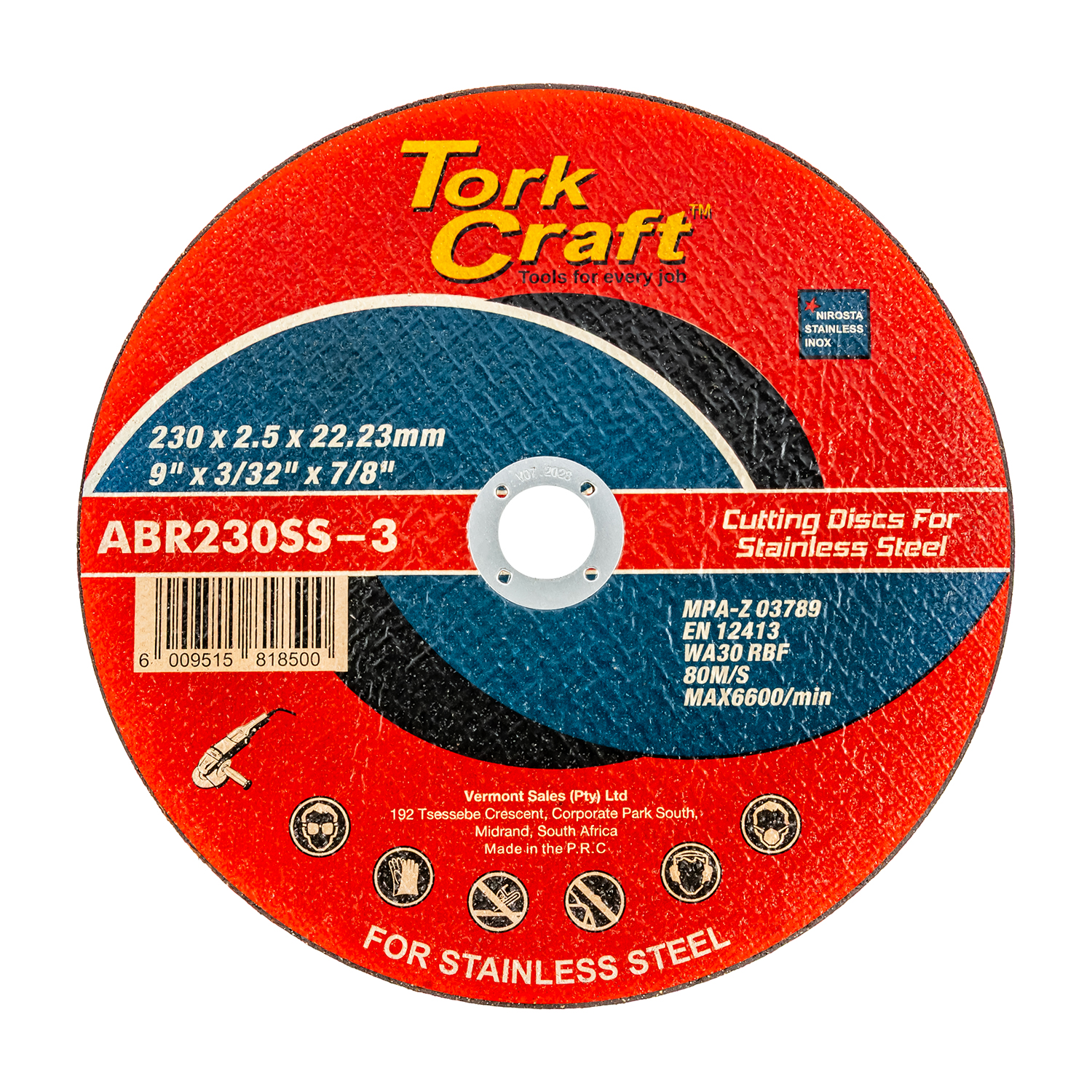 Cutting Disc Stainless Steel 230 X 2.5 22.22mm