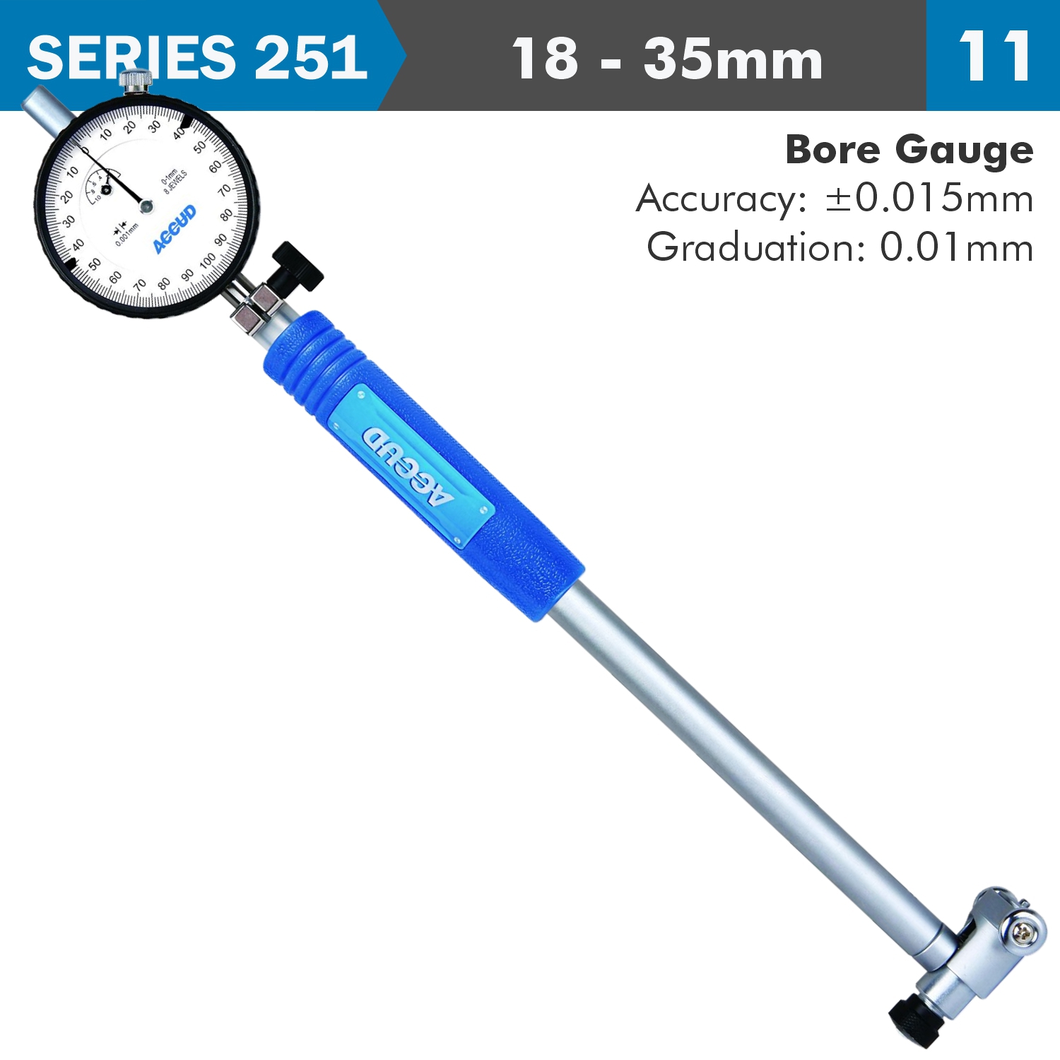 Dial Bore Gauge 18-35mm 0.015mm Acc. 0.001mm Grad.