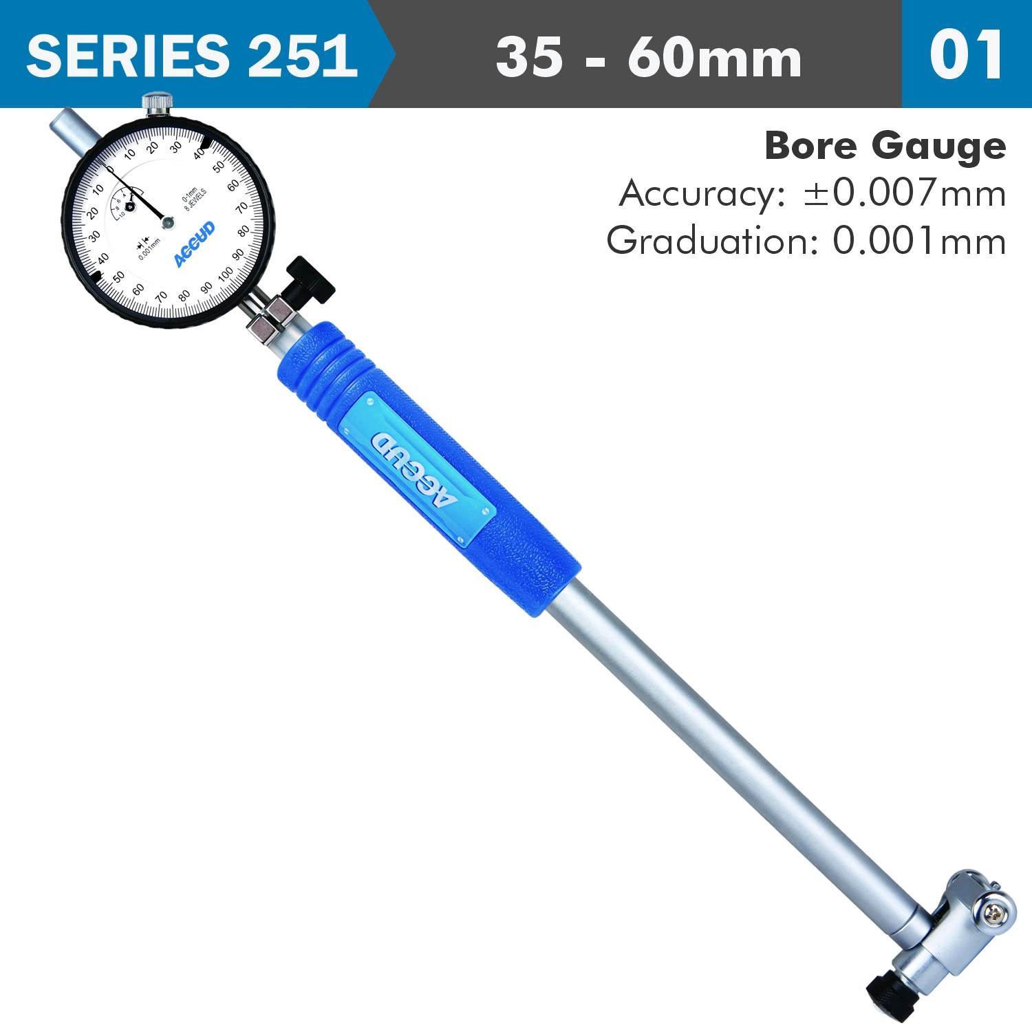 Precision Dial Bore Gauge 35-60mm 0.007mm Acc. 0.001mm Grad.