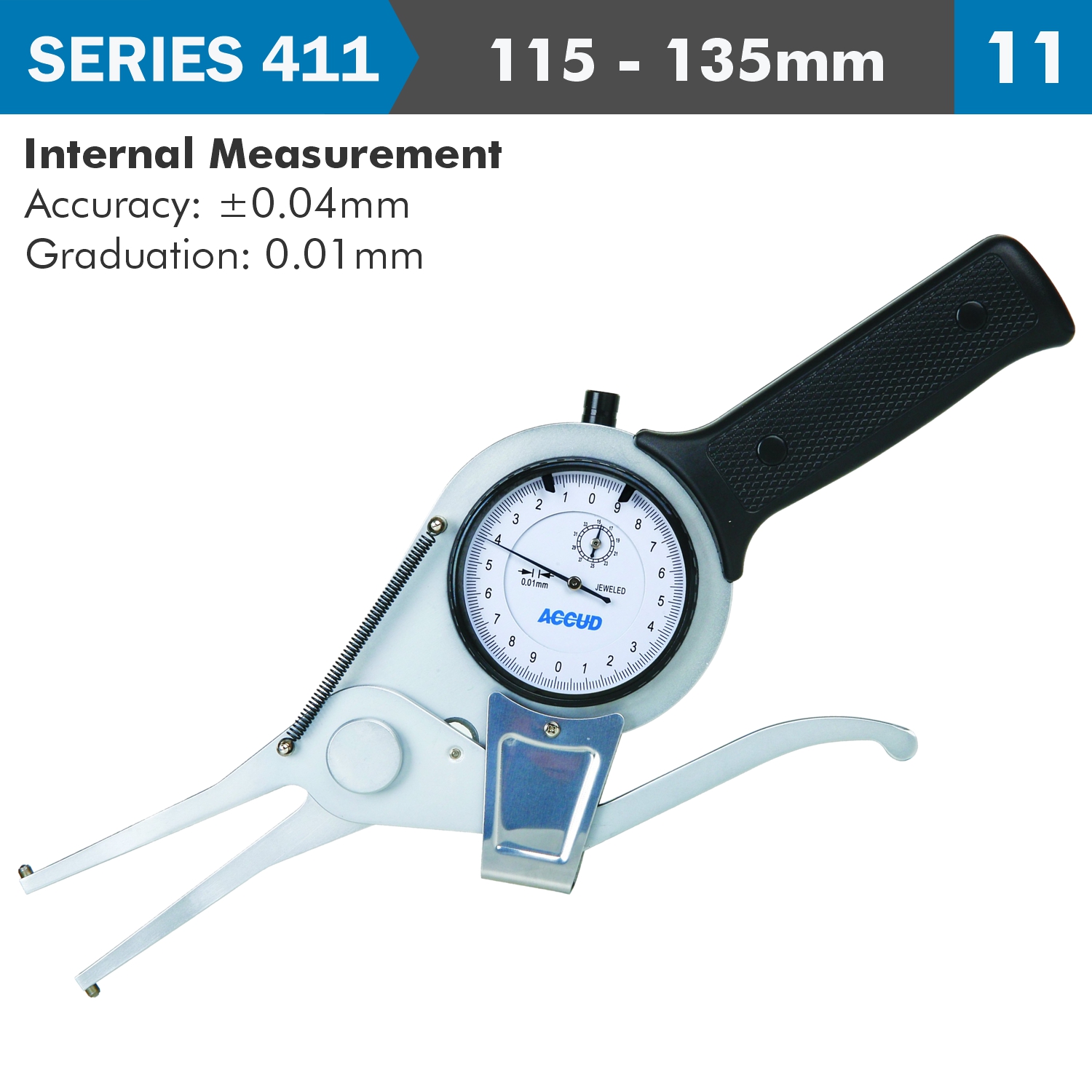 Int. Dial Caliper Gauge 115-135mm 0.04mm Acc. 0.01mm Grad. Jaw Length
