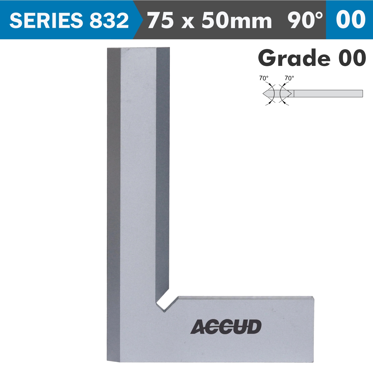 Beveled Edge Square 90 Deg. Grade 00 75x50mm