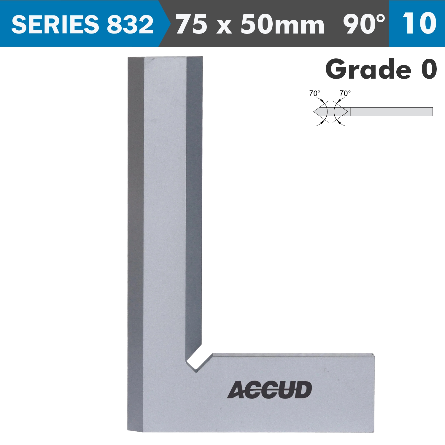 Beveled Edge Square 90 Deg. Grade 0 75x50mm