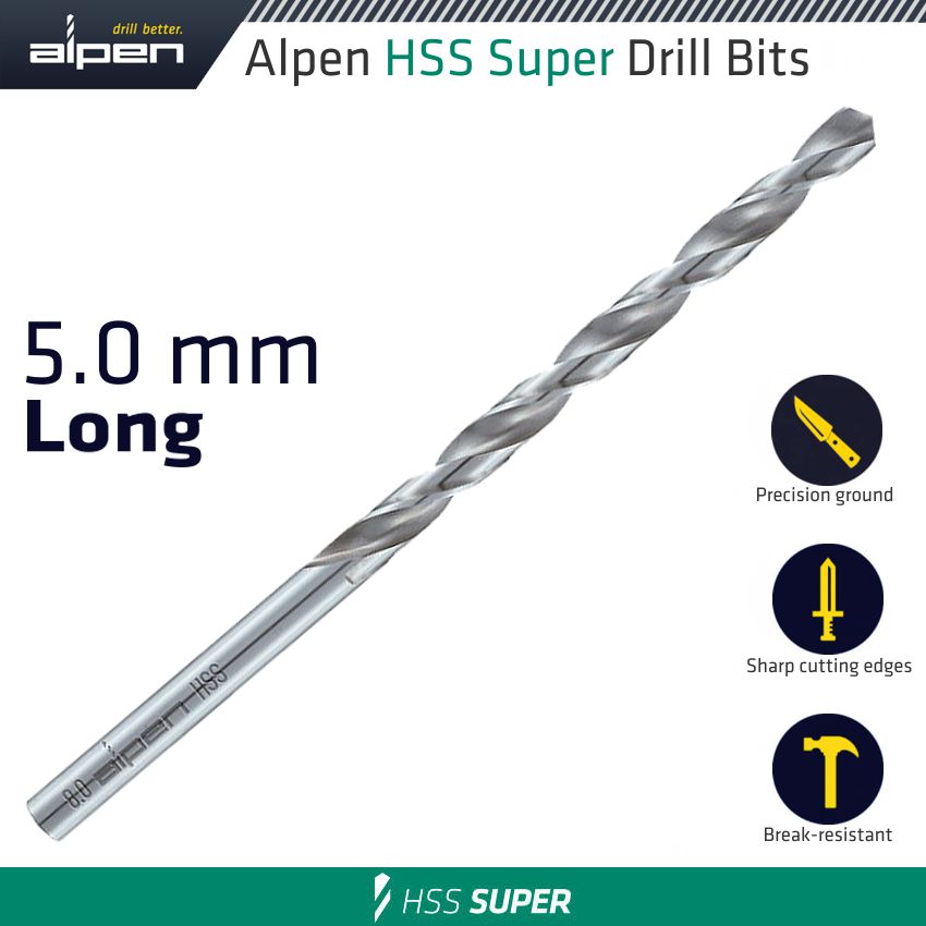Hss Super Drill Bit Long 5 X 132mm Pouch