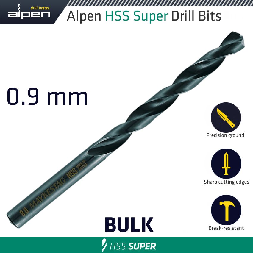 Hss Super Drill Bit 0.9mm Bulk