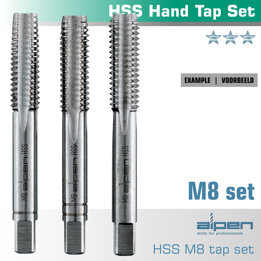 Hand Tap Set In Pouch M8 Hss 1.25mm Pitch