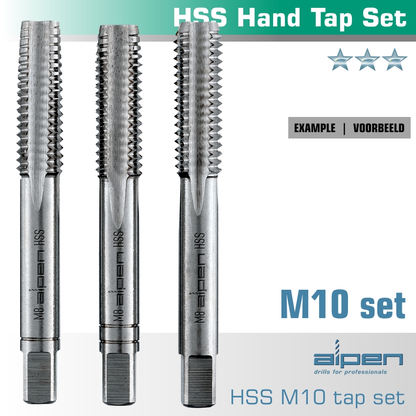 Hand Tap Set In Pouch M10 Hss 1.5mm Pitch