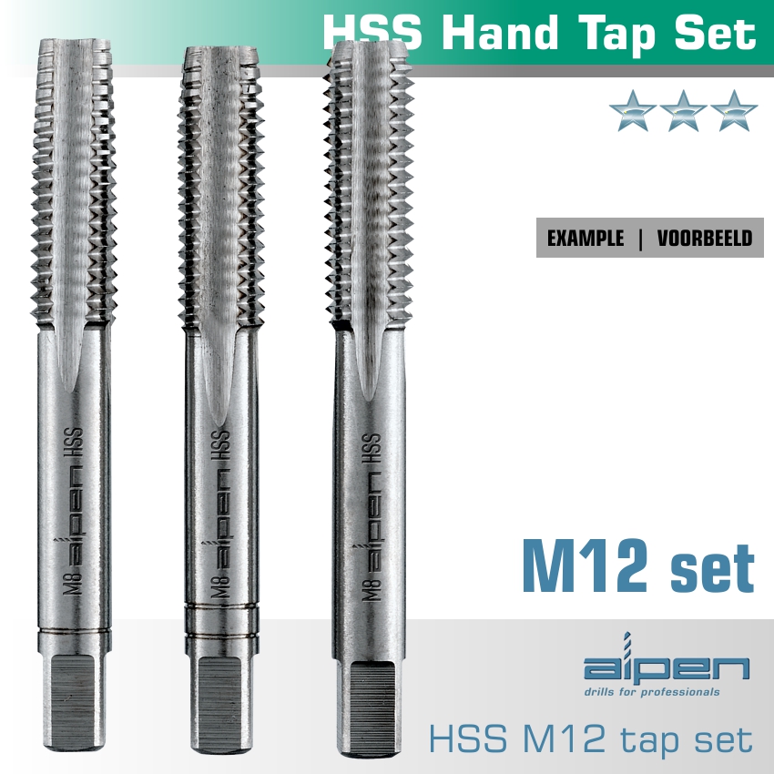 Hand Tap Set In Pouch M12 Hss 1.75mm Pitch