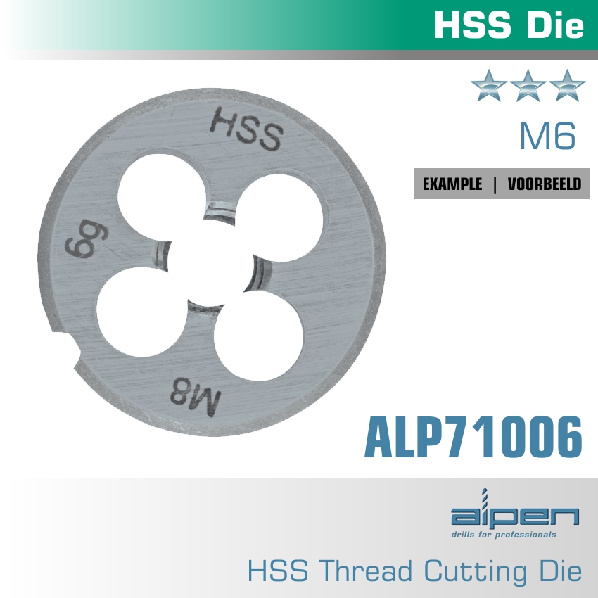 Die 6mm Round 25x9mm In Pouch Hss 1.0mm Pitch