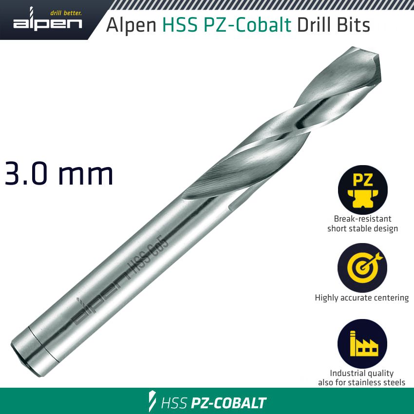 Alpen Cobalt Drill Short Bulk 3.0mm