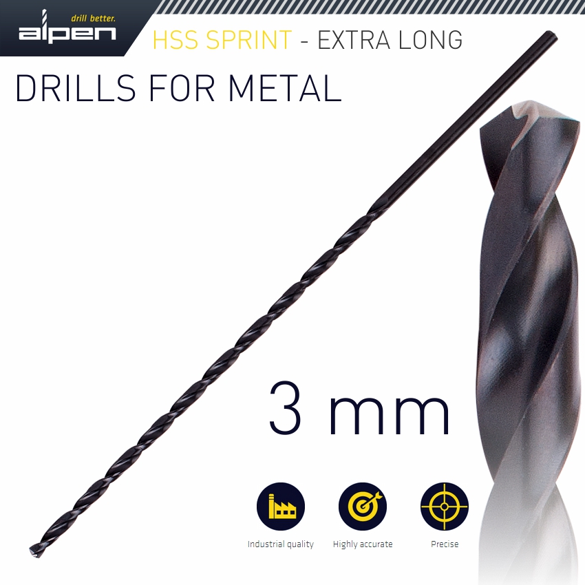 Hss Drill Bit 3mm 150x100 Extra Long