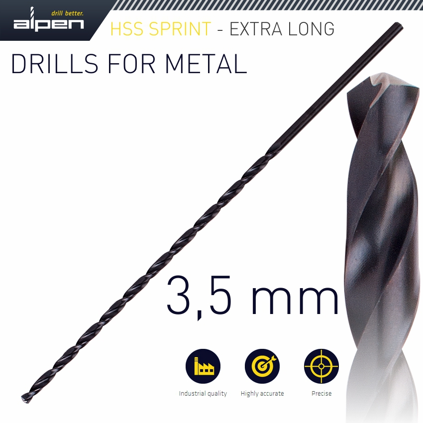 Hss Drill Bit 3.5mm 165 X 115 Extra Long