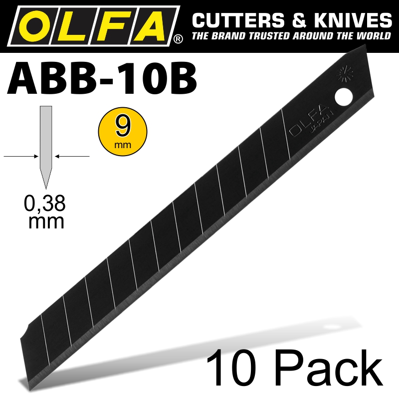 Olfa Blades Excel Black 10/pk Carded Ultra Sharp 9mm