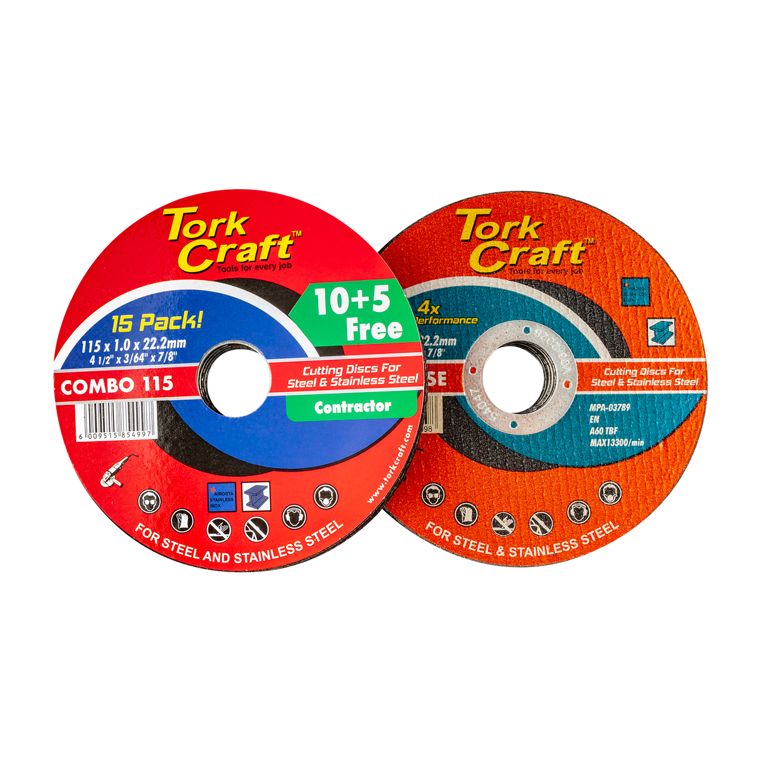 10+5 Cutting Disc Steel & Ss 115 X 1.0 X 22.2 Mm 4x More Peformance