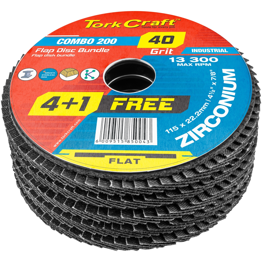 Flap Disc Zirconium 115mm 40 Grit Flat 4+1 Free