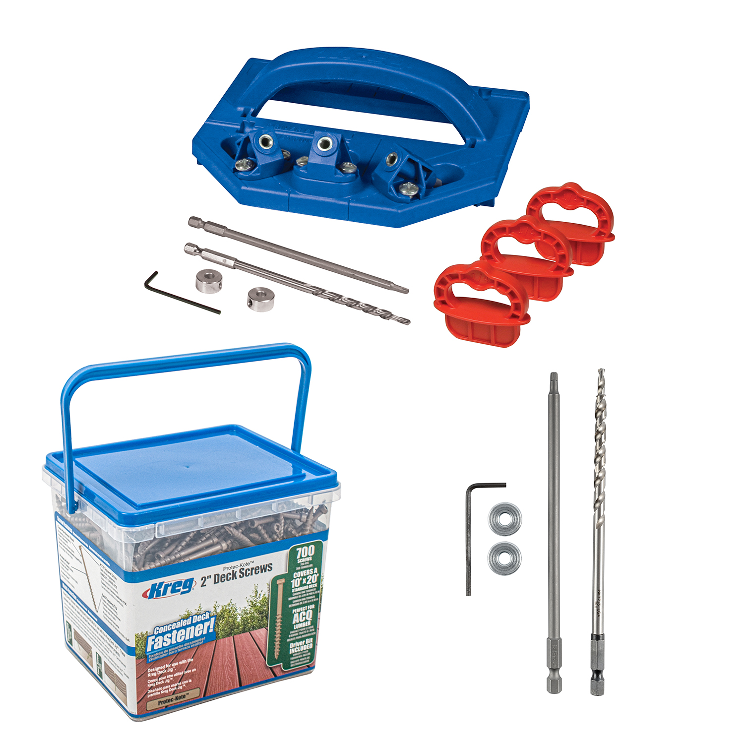 KREG DECK SYSTEM C/W PROTEC KOTE DECK SCREWS 700CT & DECK BIT