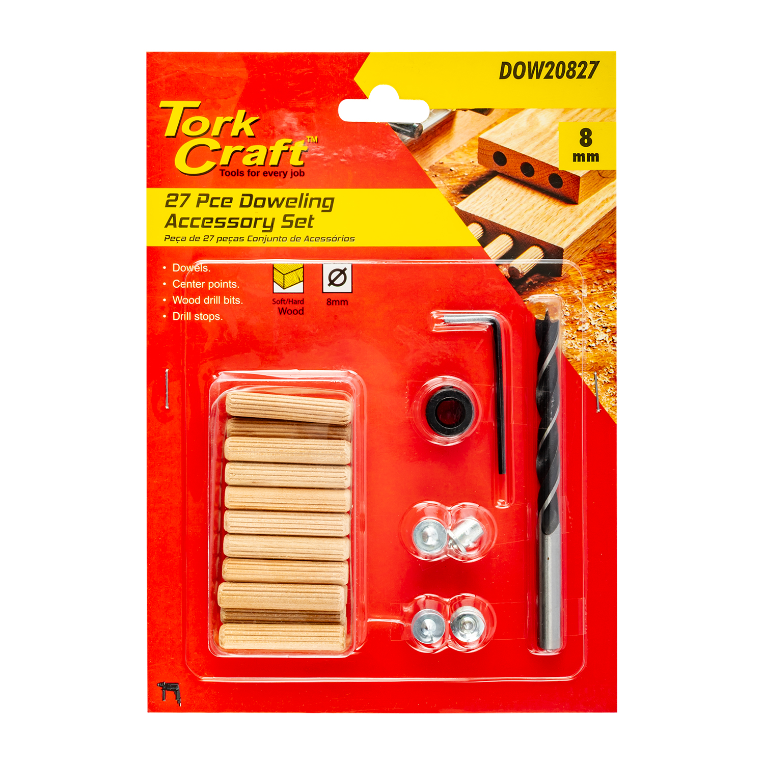 Doweling Accessory Kit 8mm - 27 Piece (birch Wood)