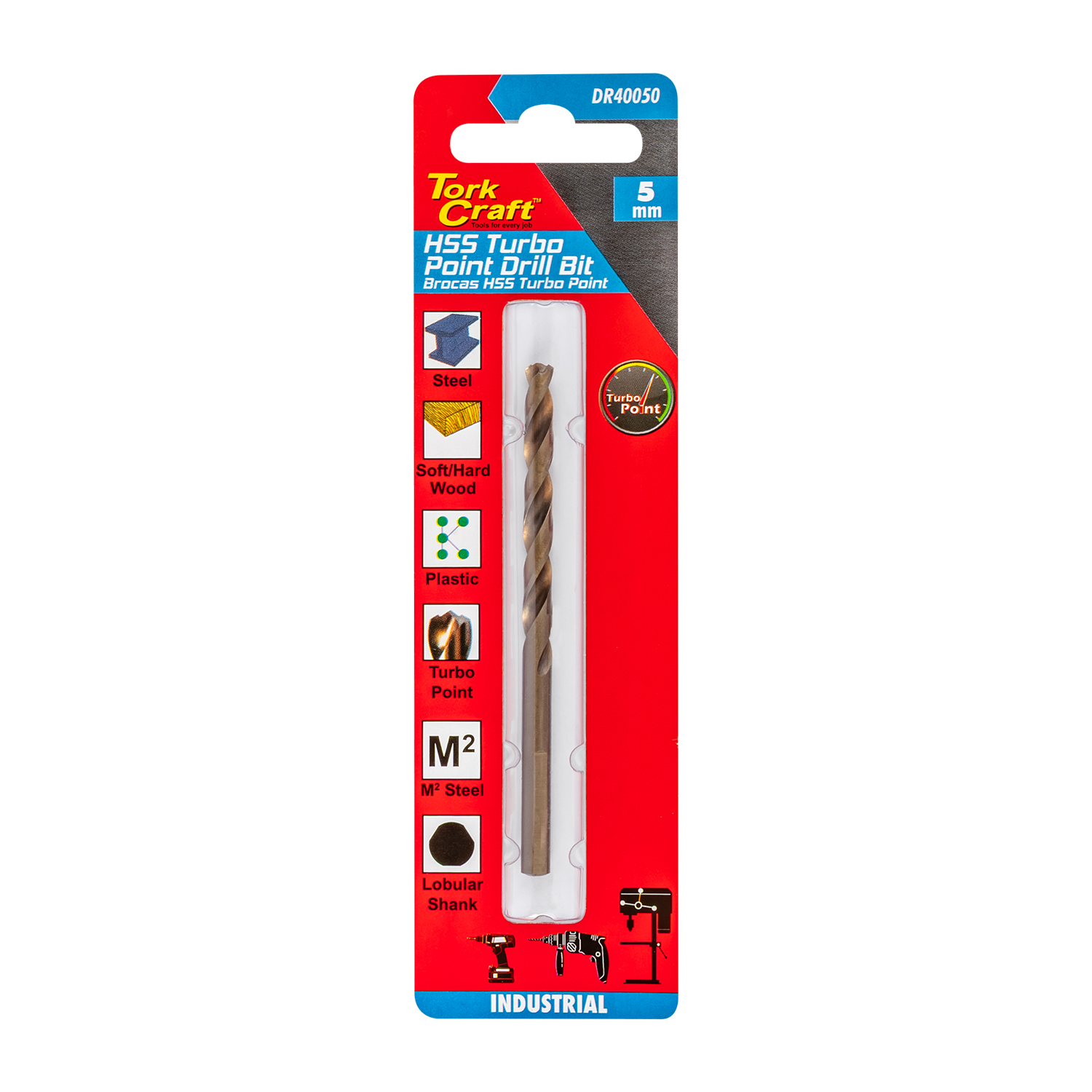 Drill Bit Hss Turbo Point 5.0mm 1/card