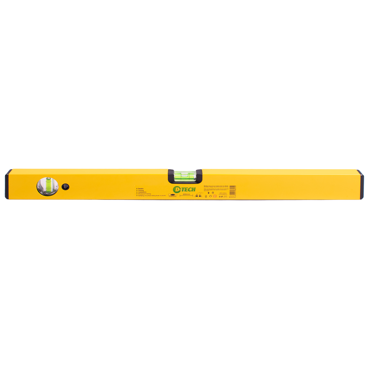 D-Tech Box Spirit Level 600mm Aluminium 2 Vial 0.5mm/m Accuracy