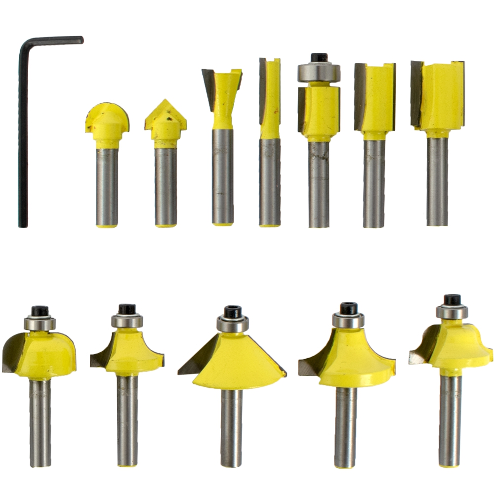 Router Bit Set 12pc Plastic Box 1/4 Shank