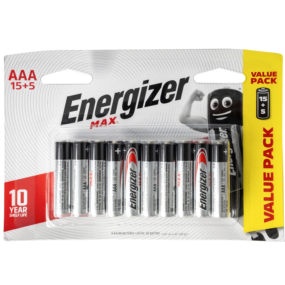 Max Aaa Battery-15+5 Free Pack (moq12) Energizer