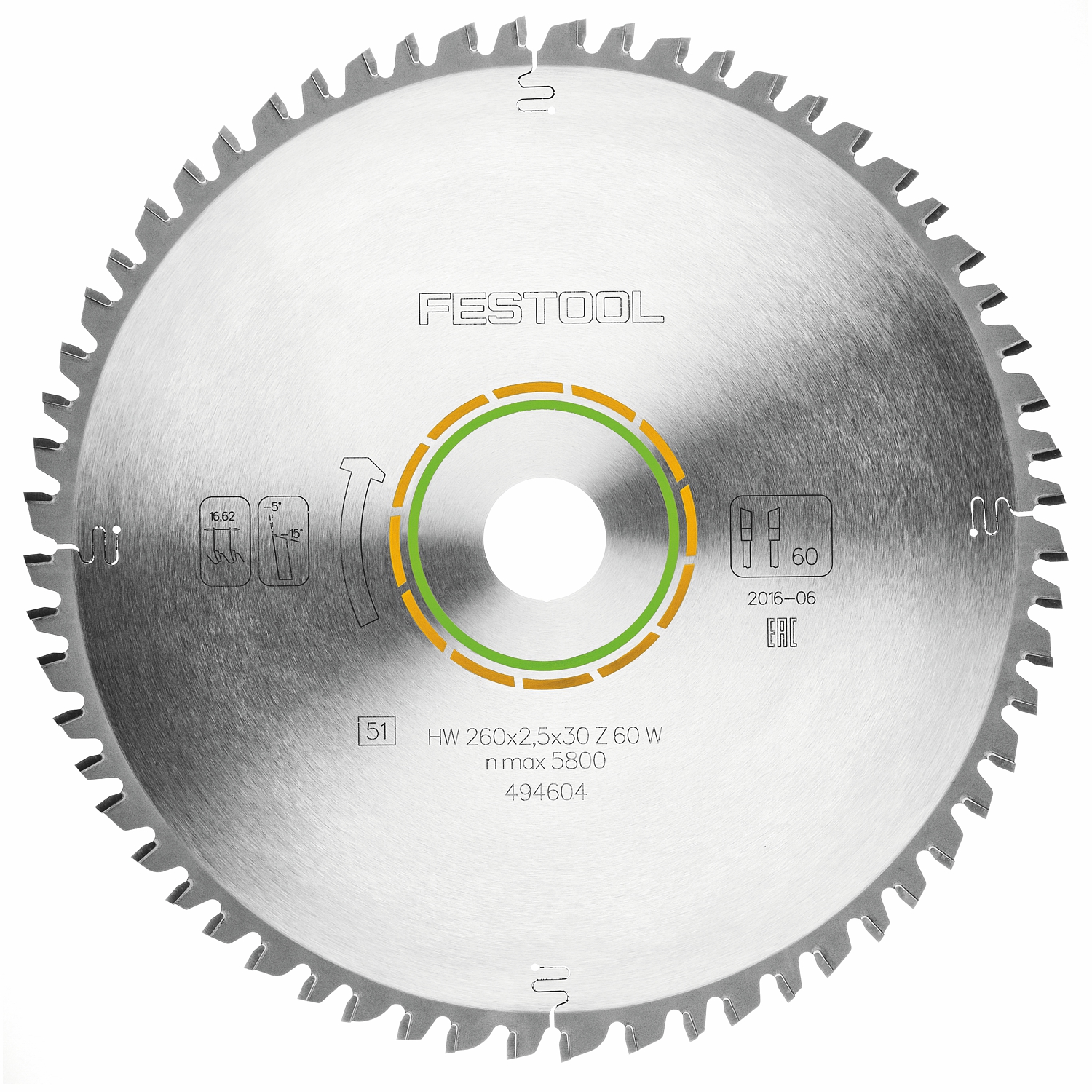 Festool Wood Universal Saw Blade HW 260x2.5x30 W60 for KS 120 & KS 88