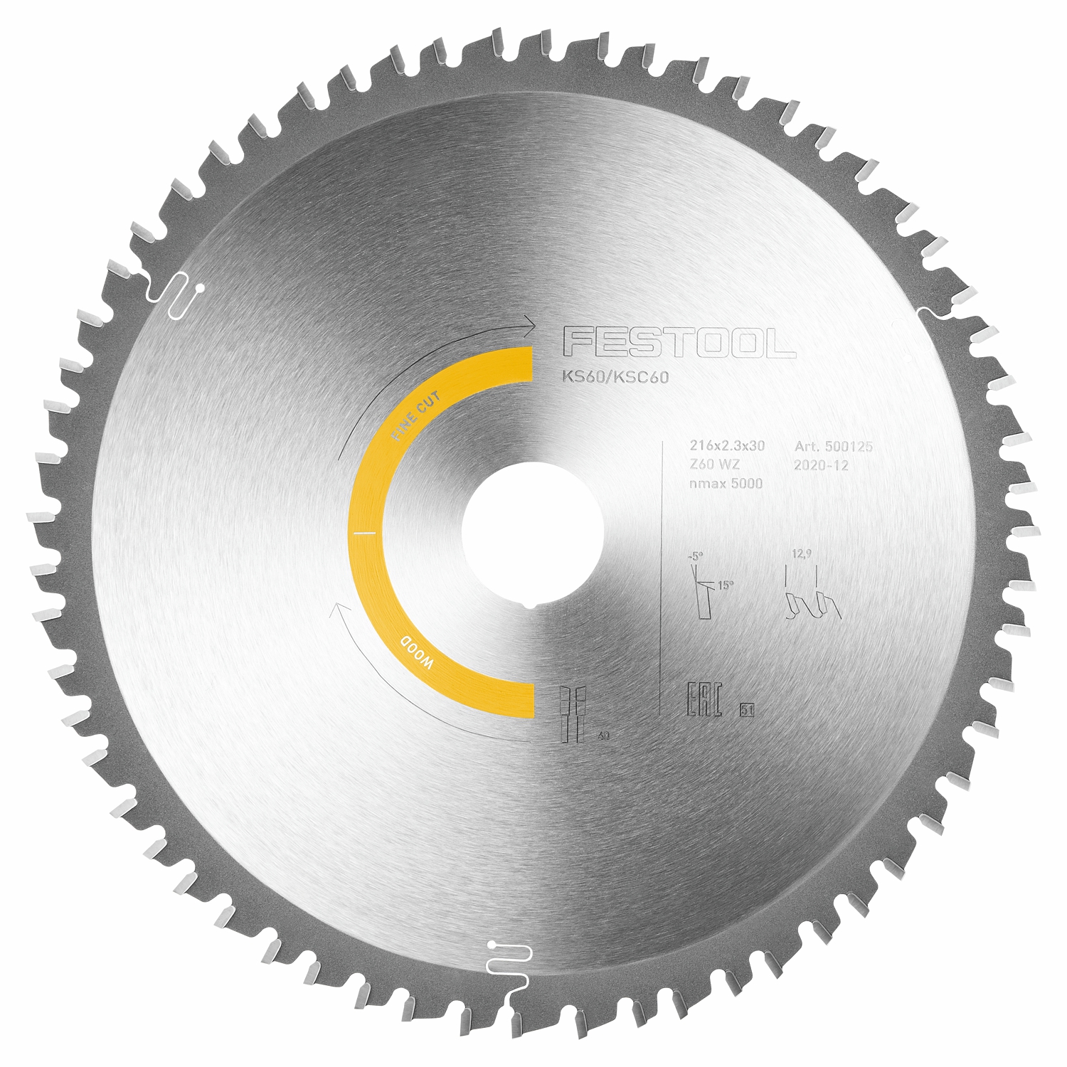 Festool HW 216x2,3x30 W60 WOOD FINE CUT Circular Saw Blade 216mm 60T