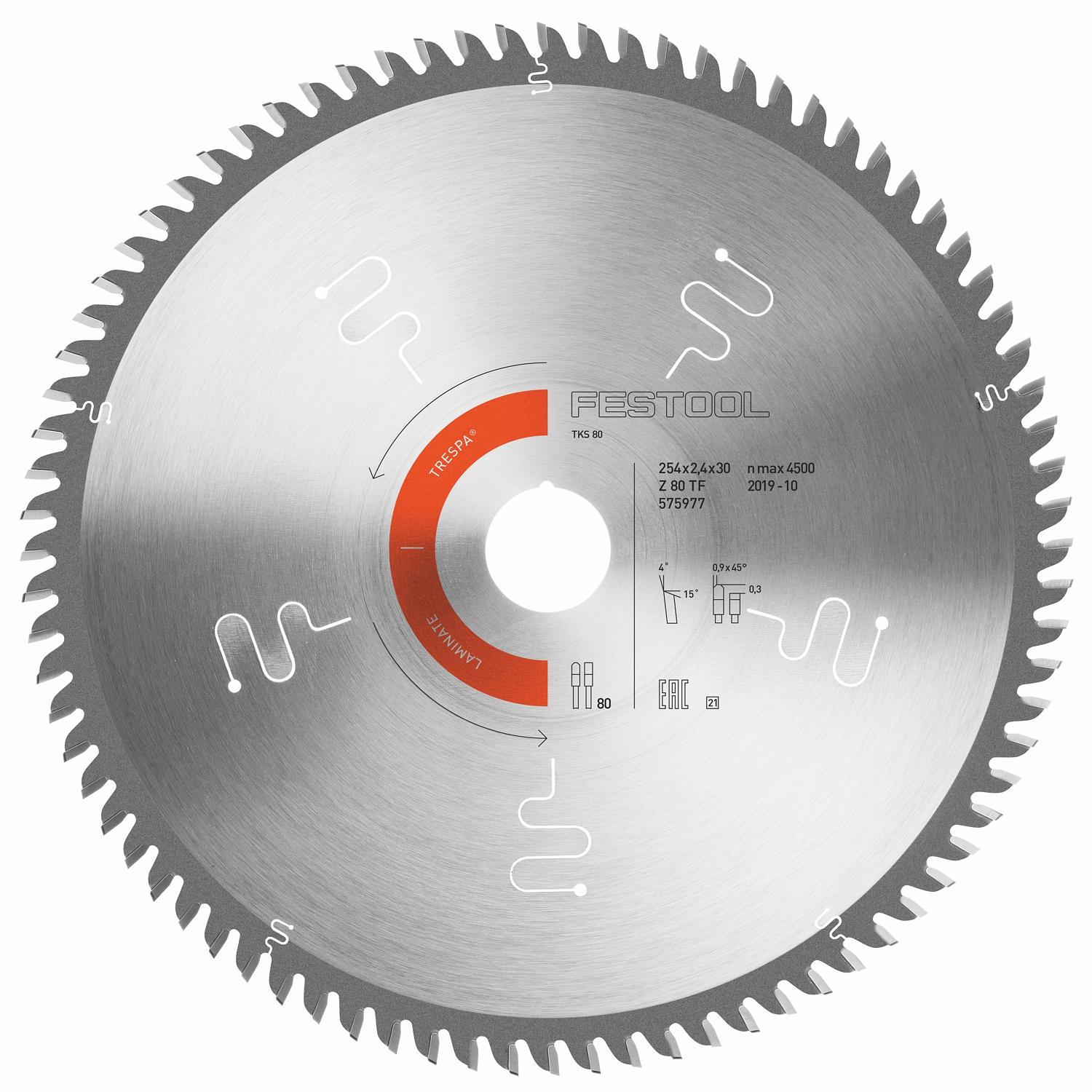 Festool HW 254x2,4x30 TF80 L LAMINATE/HPL Saw Blade 254mm 80T