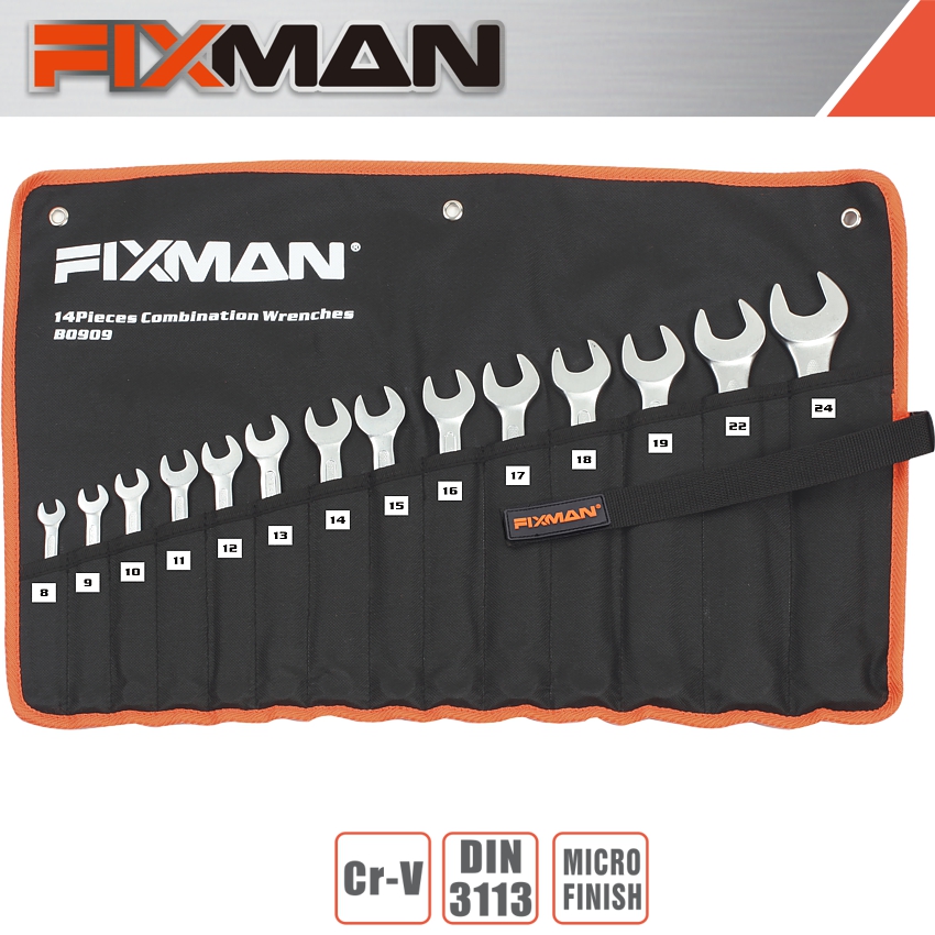 Fixman 14pcs Combination Spanner Set 8mm - 24mm