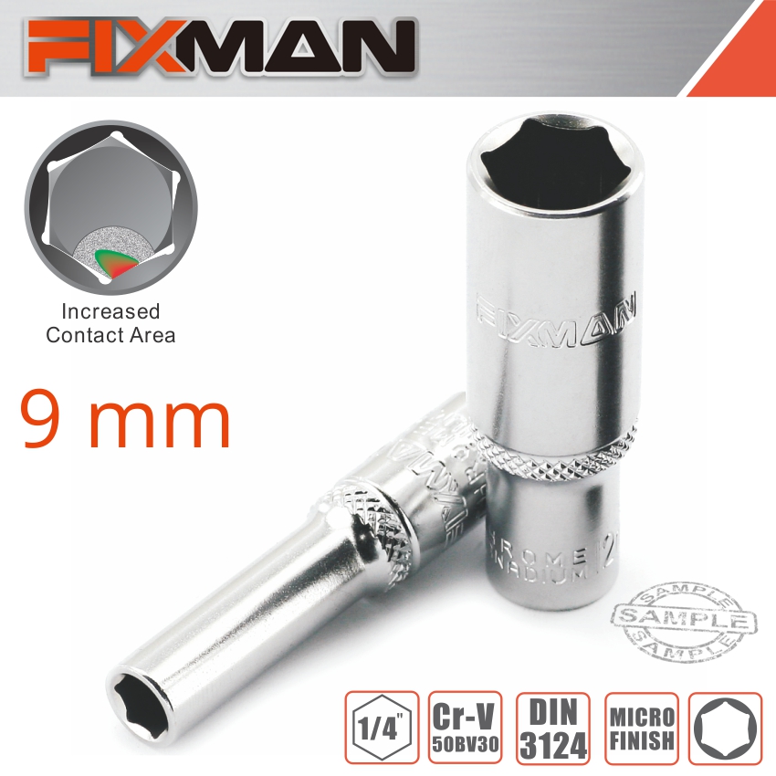 Fixman 1/4' Dr Deep Socket 9mm