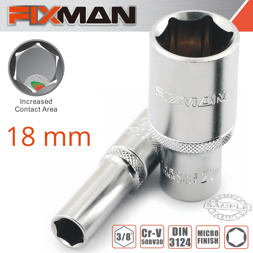 Fixman 3/8' Dr Deep Socket 18mm