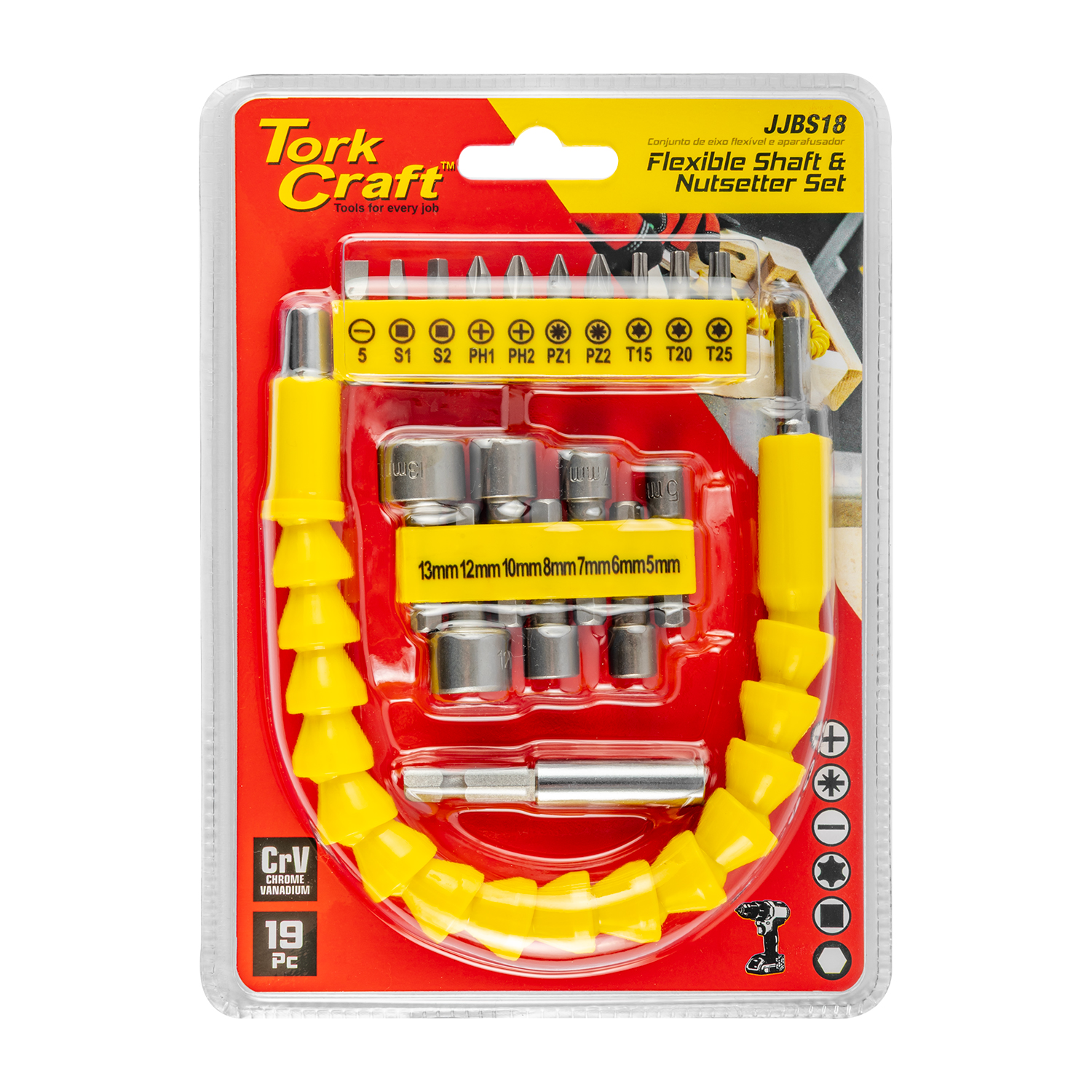 Tork Craft 19 Piece Flexible Shaft & Nutsetter Set