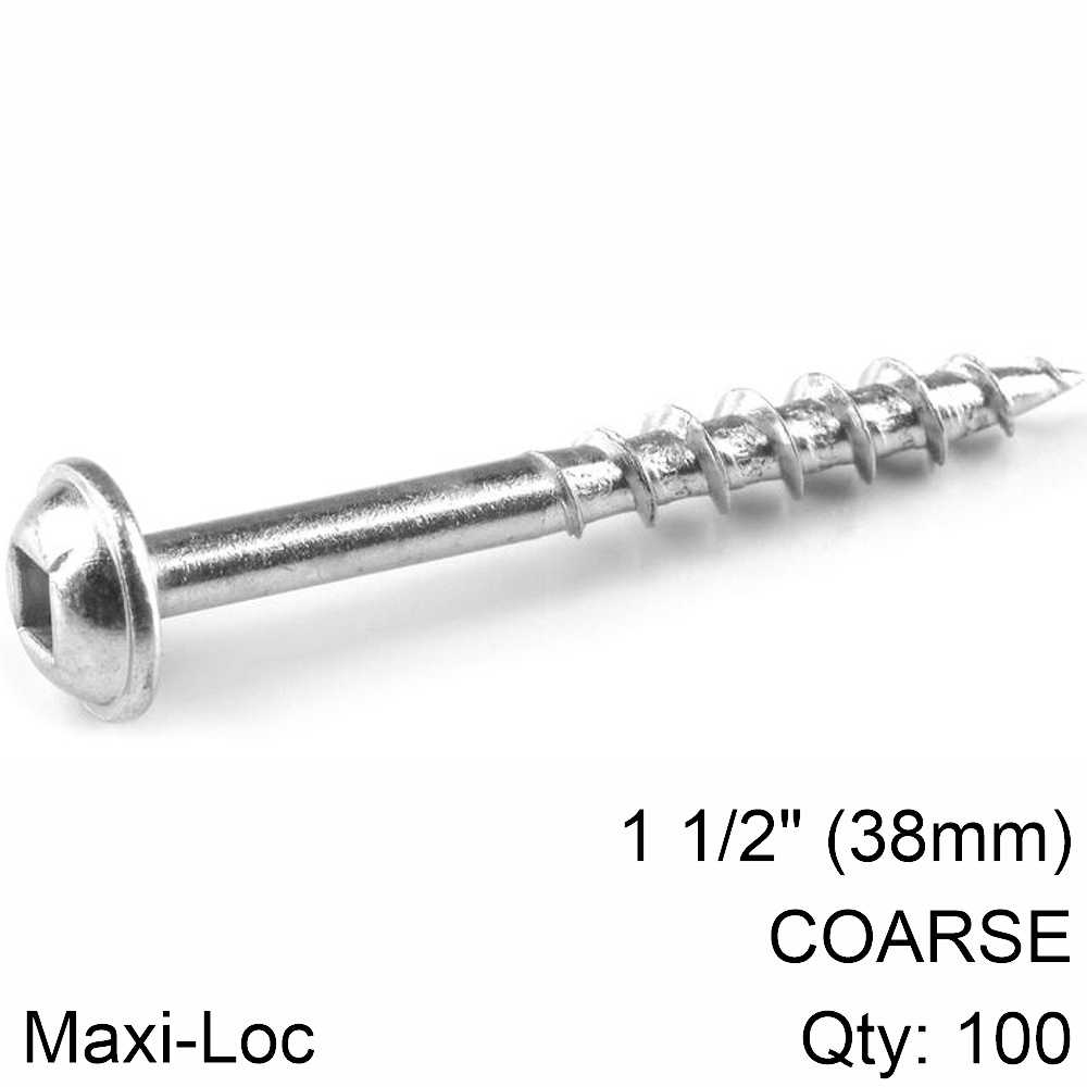 Kreg Zinc Pocket Hole Screws 38mm 1.50' #8 Coarse Thread Mx Loc 100ct
