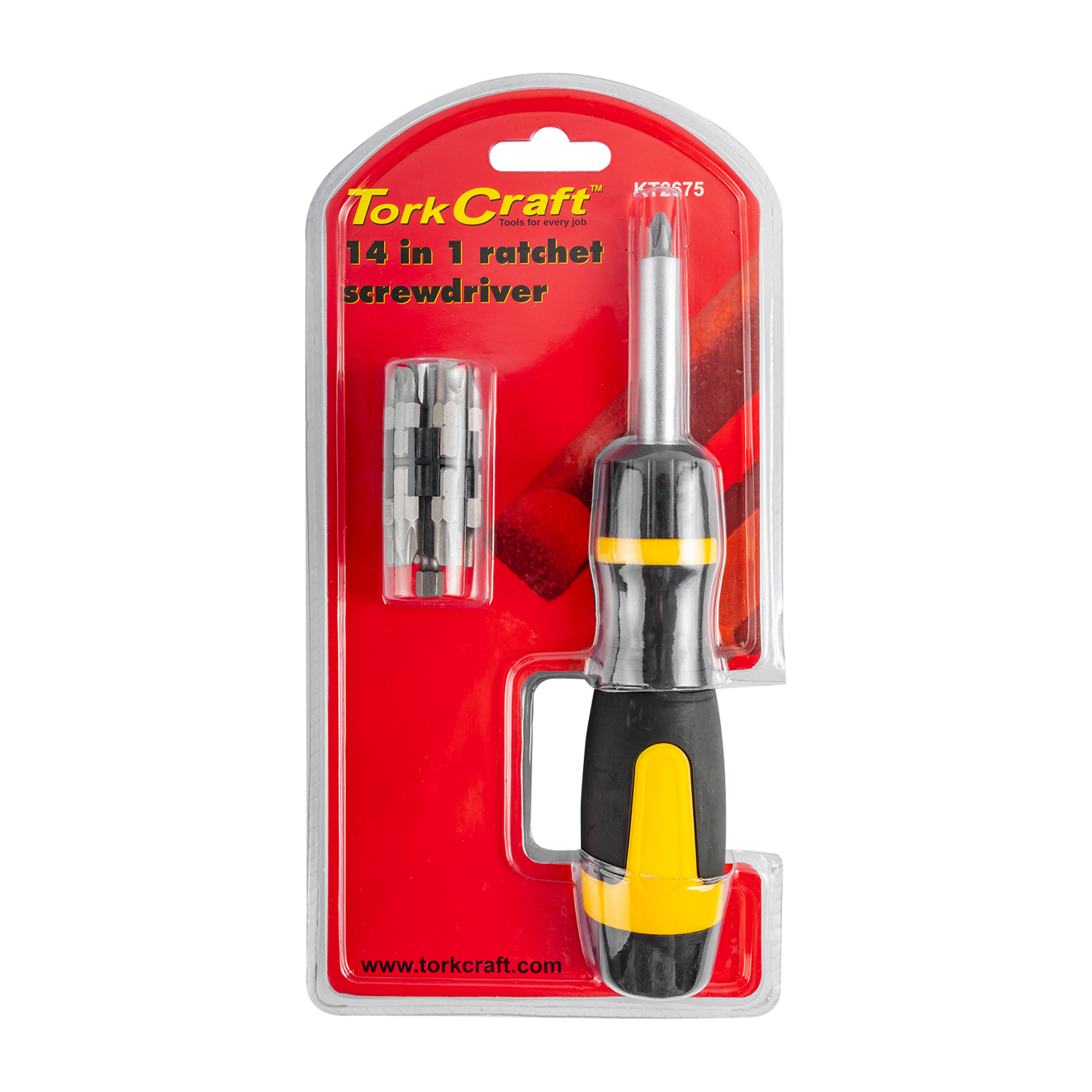 Tork Craft 14-in-1 Ratchet Screwdriver with 13 Insert Bits and 60mm Bit Holder