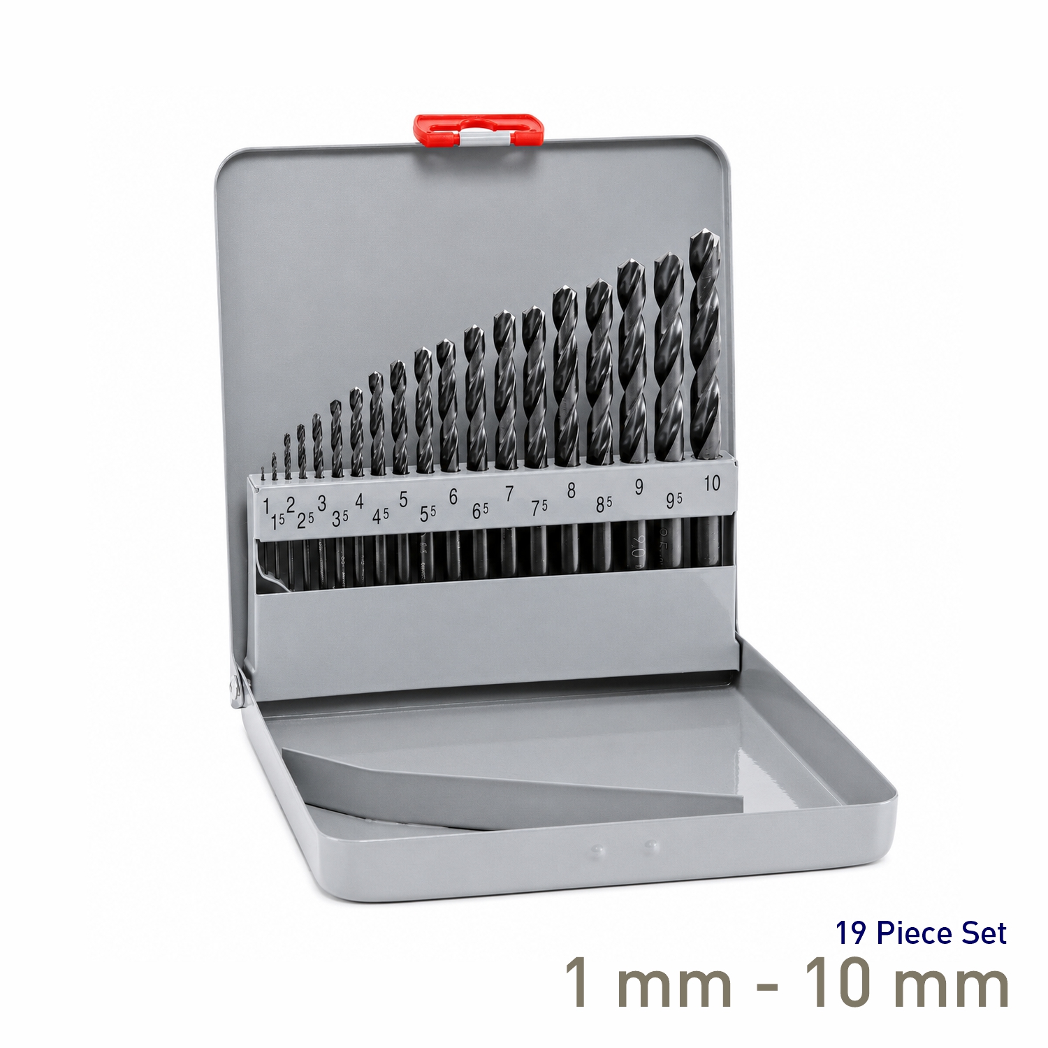 Maykestag HSS Jobber Drill Bit Set 1-10mm 19 Piece Metal Case Industrial