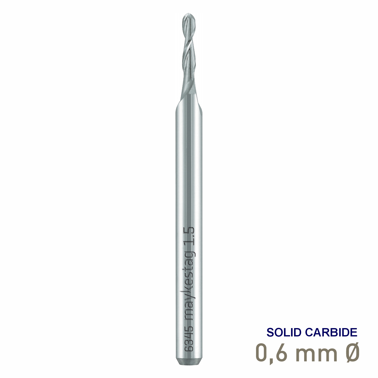 Maykestag Solid Carbide Mini Ball Nose End Mill 0.60mm R0.30 Z2 Reinforced Shank