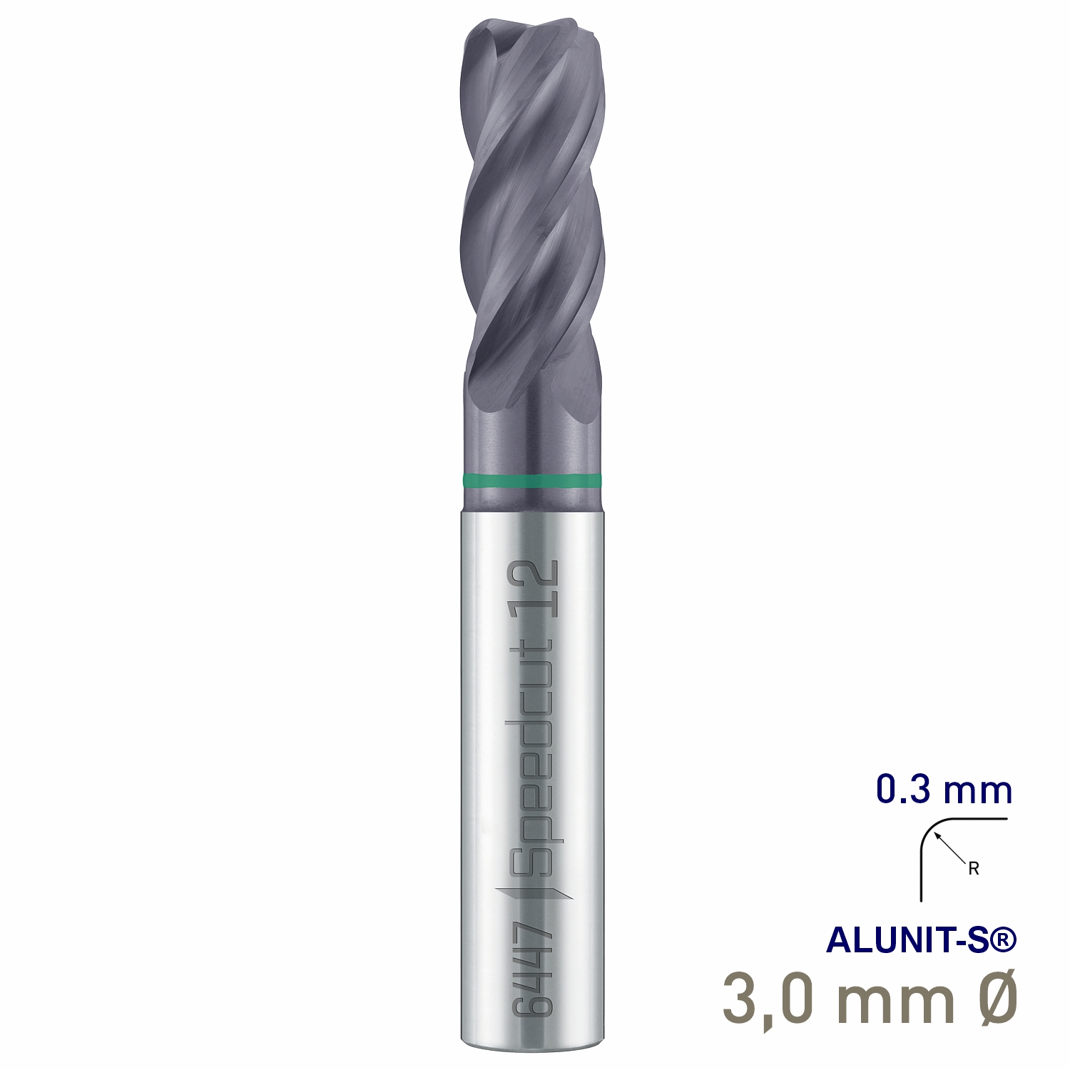 Maykestag Solid Carbide Corner Radius End Mill 3mm R0.3 Speedcut Universal ALUNIT-S