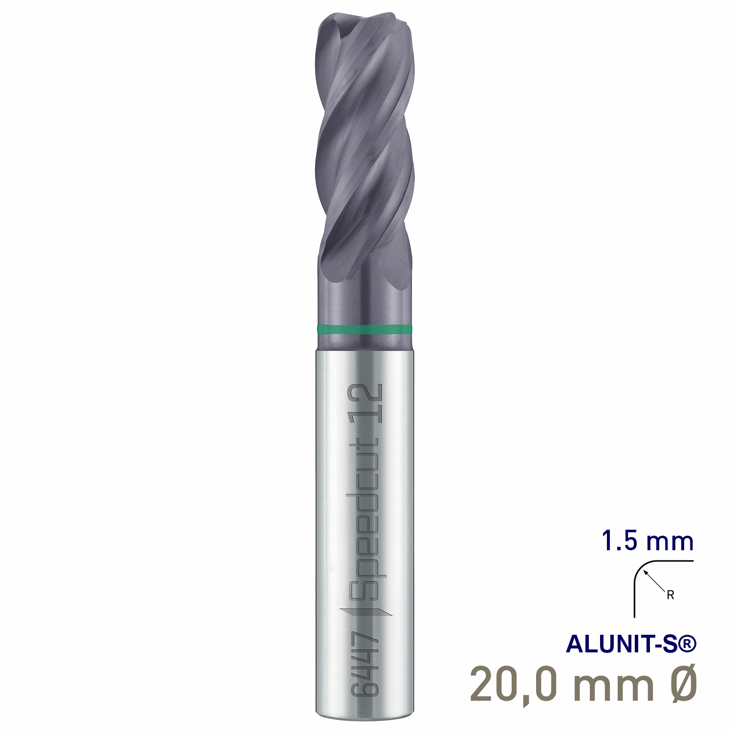 Maykestag Solid Carbide Corner Radius End Mill 20mm R1.5 Speedcut Universal ALUNIT-S