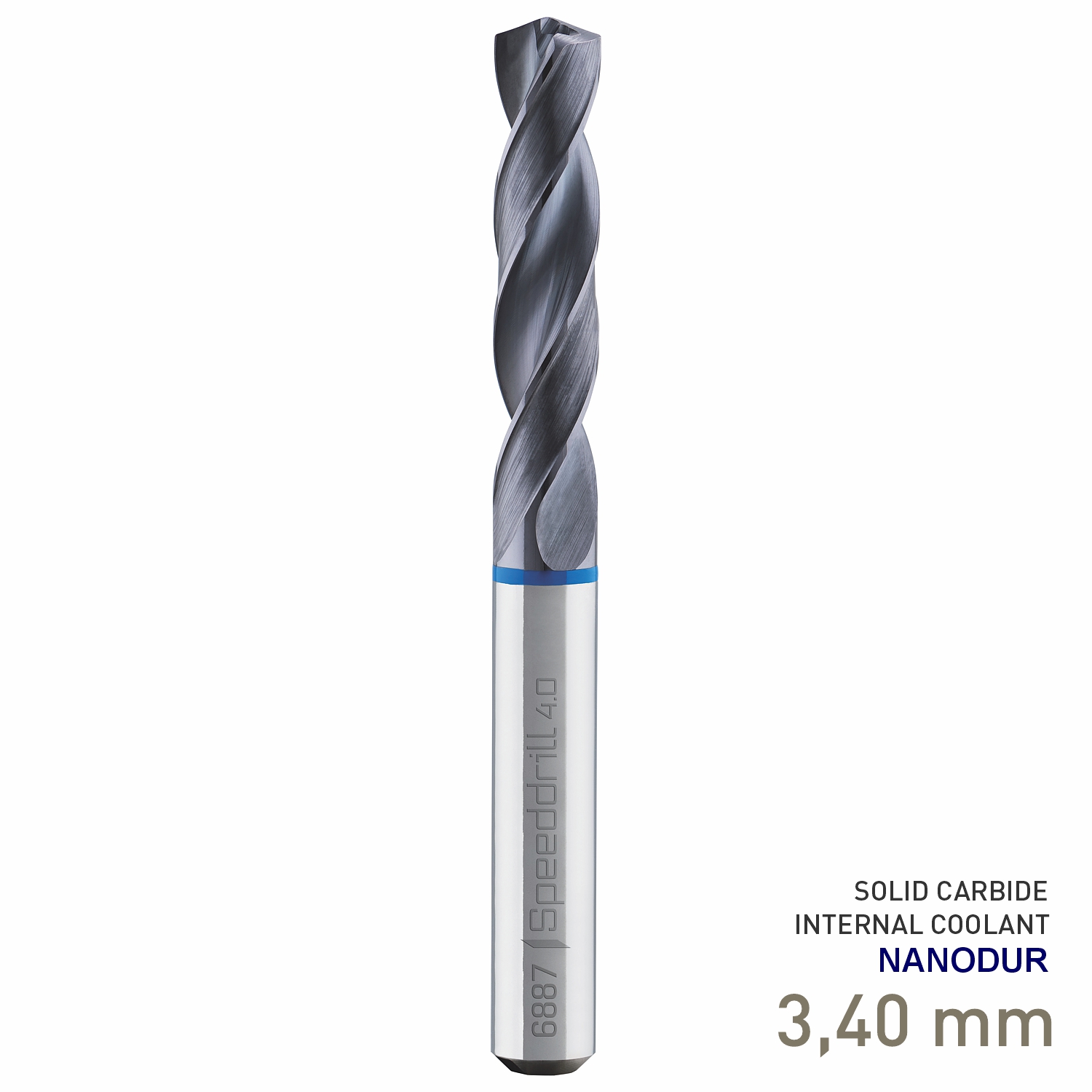 Maykestag Speeddrill 4.0-Inox HPC Solid Carbide Stub Drill 3.4mm 3xD