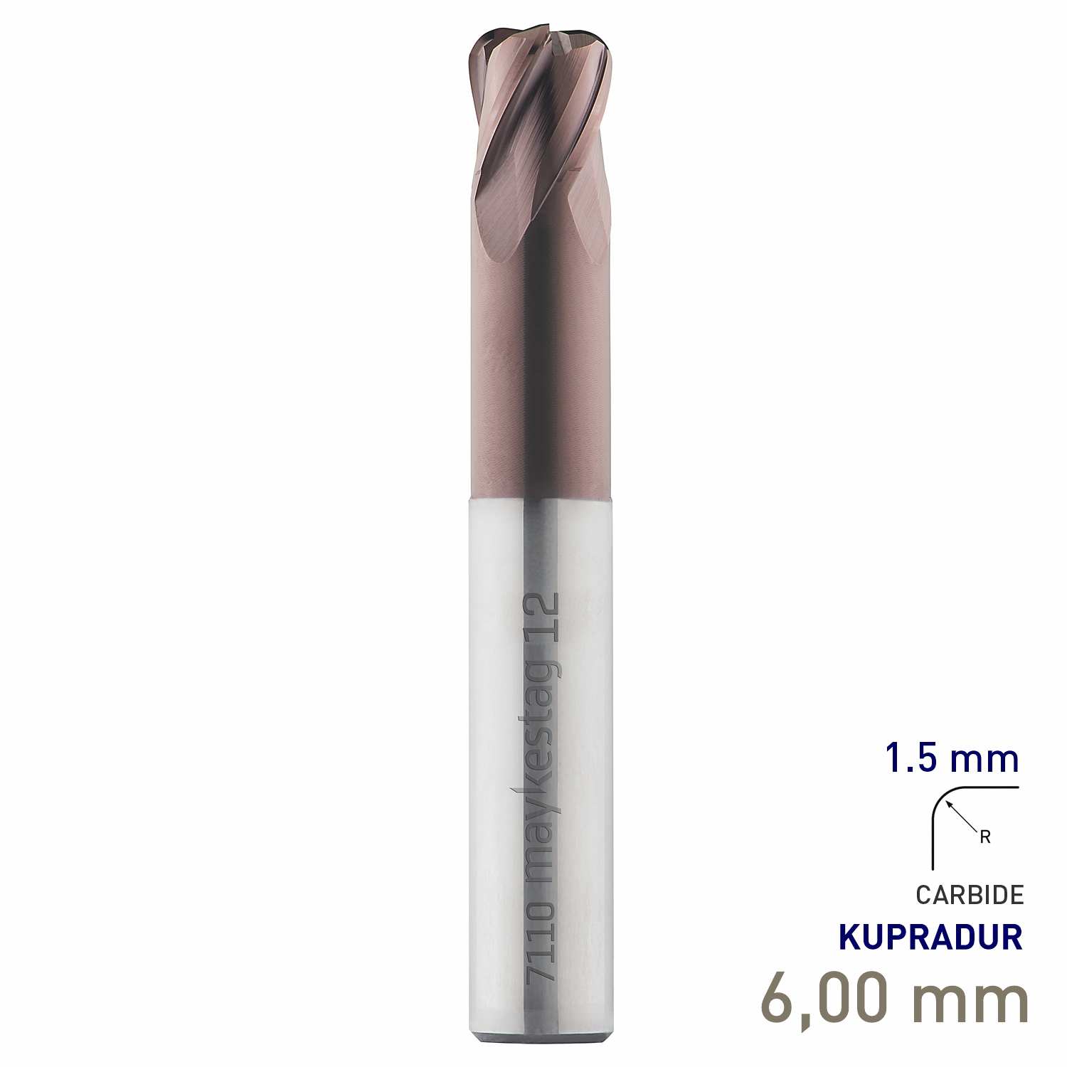 Maykestag HSC Solid Carbide Torus End Mill 6mm R1.5 Short Series 4 Flute KUPRADUR