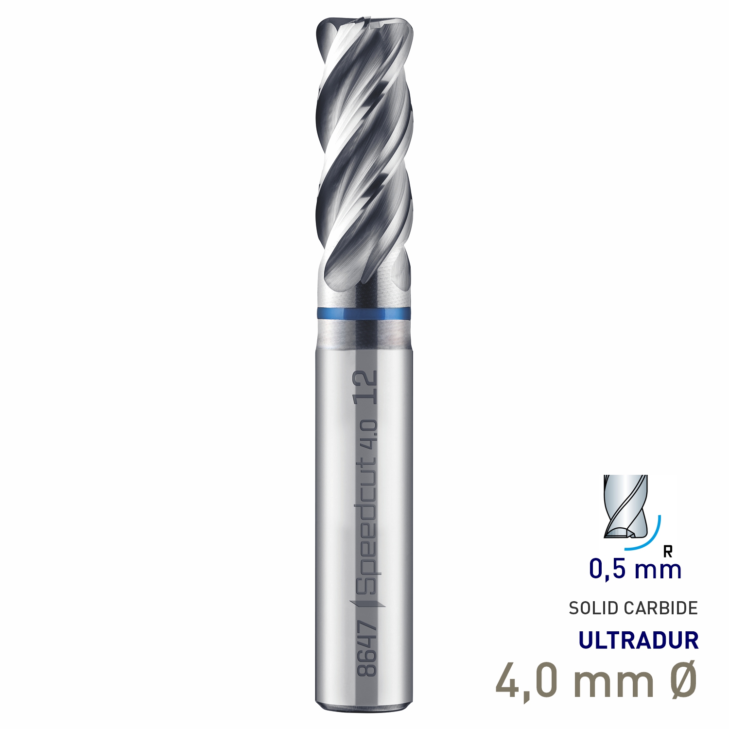 Maykestag Speedcut 4.0-Inox HPC Corner Radius End Mill 4mm R0.5 Long Series 4 Flute