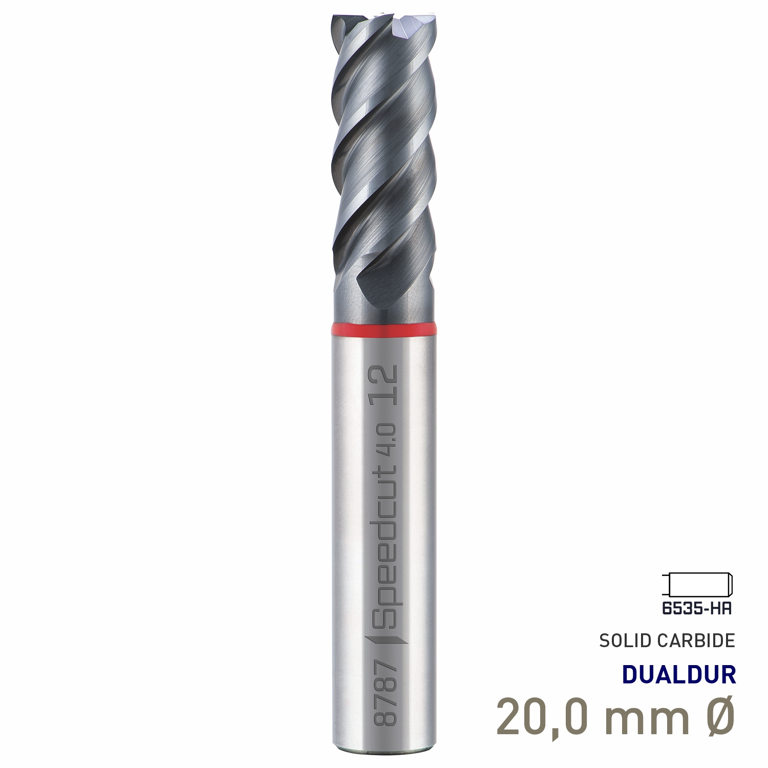 Maykestag Speedcut 4.0 Ultra Hard Steel 50-65 HRC DUALDUR HPC End Mill 20mm Long Series 4 Flute