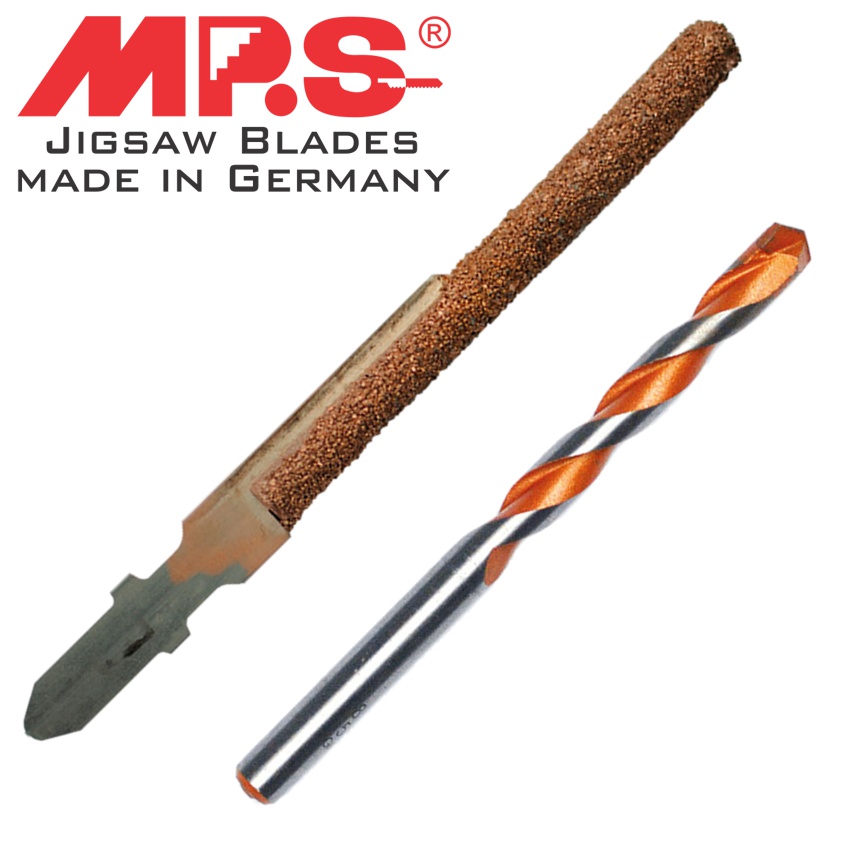 Jigsaw Blade Univ. Set Carbide Rasp 6mm 100/75 + Drill Bit 6x60x100mm