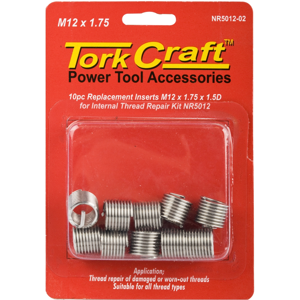 Tork Craft NR5012-02 Replacement Inserts M12 X 1.75 X 18mm 1.5D 10pc