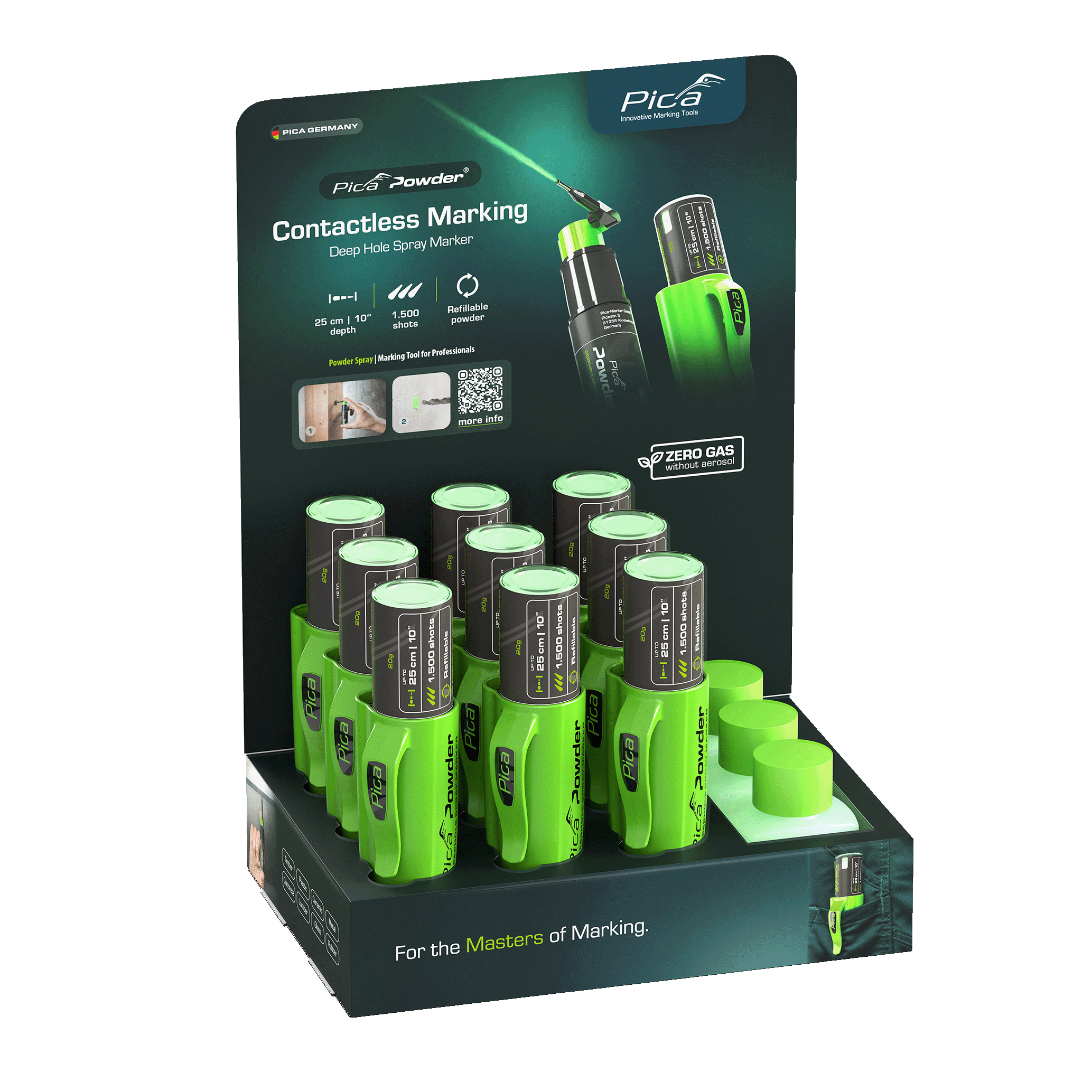 Pica Powder Display (9pc X Marker, 3pc Powder Refill)